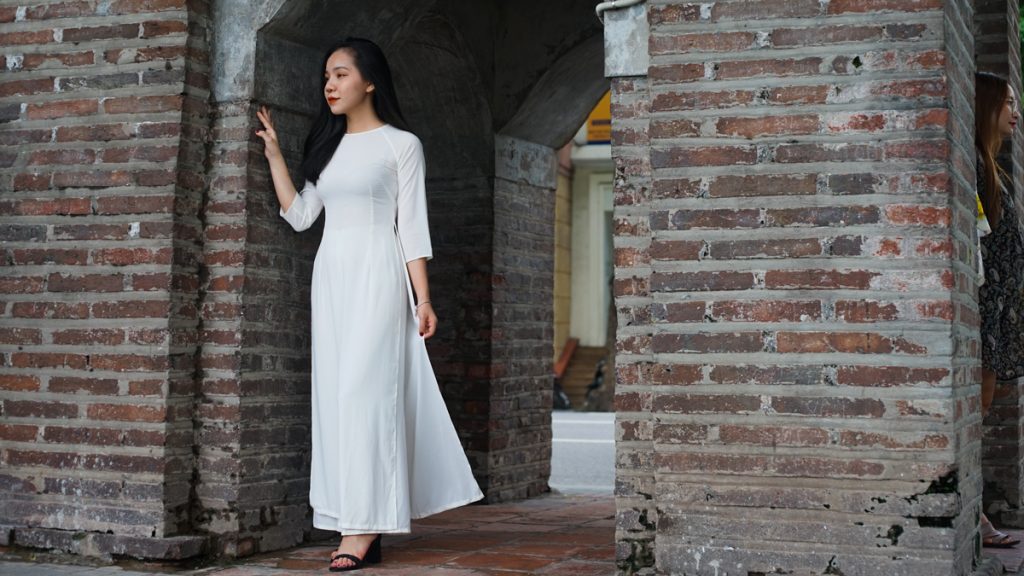 White Authentic Traditional Vietnamese Dress Ao Dai Handmade Rare
